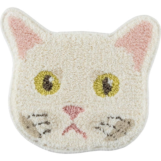 ［スミノエ］ネコカオマット 35×38cm シロ