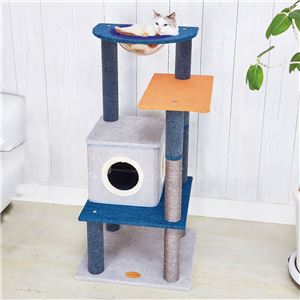 ねこまどフロートテラスキャットポール ハウス (大型猫玩具)