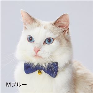 necoco リボン付キャットカラー M ブルー 3個セット (猫用品/首輪)