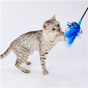 大好きブルーの猫じゃらし キラキラ＆フェザー 5個セット (猫用玩具)