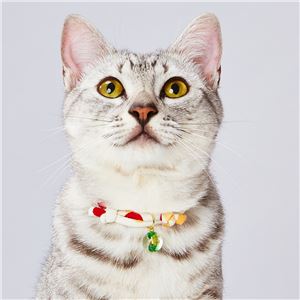 にゃんごころ トンボ玉首輪 白 3個セット (猫用品/首輪)