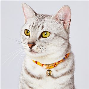 にゃんごころ トンボ玉首輪 黄 3個セット (猫用品/首輪)